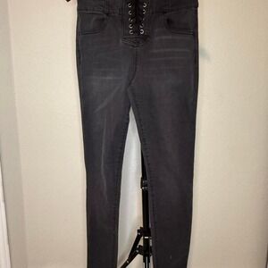Juicy‎ Couture black lace-up jeans with lace-up front detail, size 28